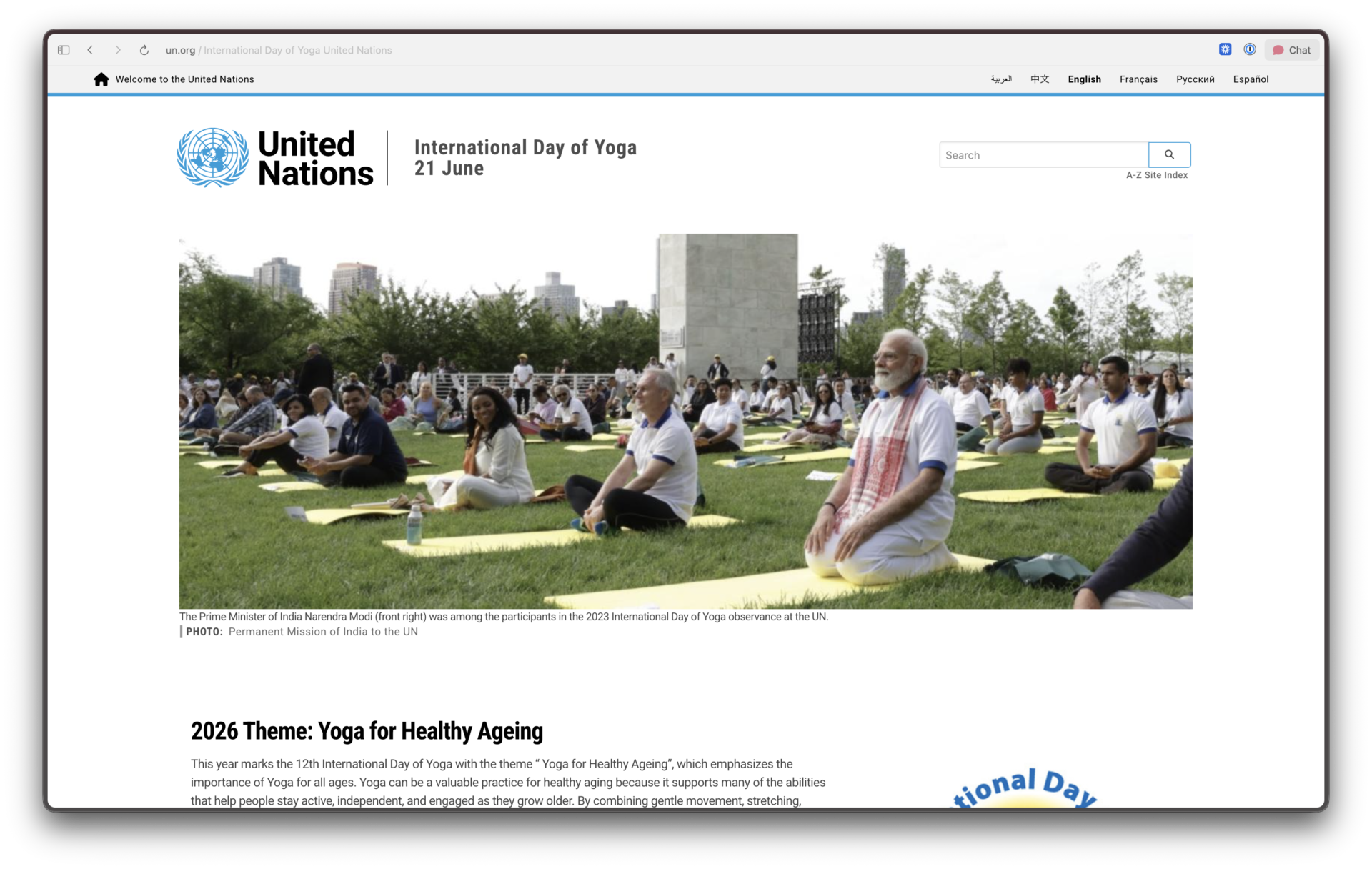 International Day of Yoga
21 June | United Nations